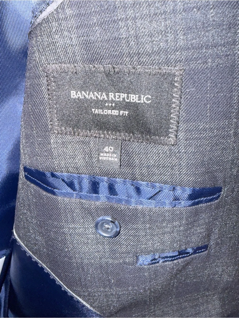 Banana Republic Navy/Charcoal Plaid Blazer